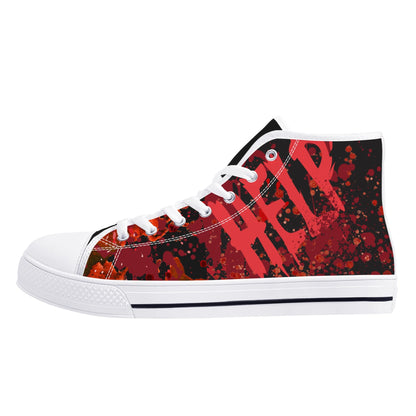 Creepy Halloween "HELP" Blood SplatterMens High Top Canvas Shoes