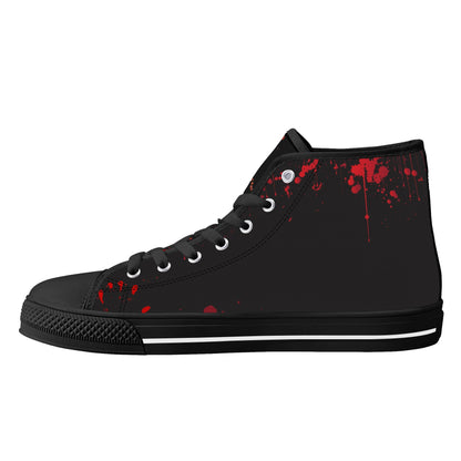 Creepy Halloween "HELP" Blood SplatterMens High Top Canvas Shoes