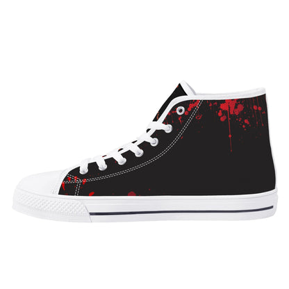 Creepy Halloween "HELP" Blood SplatterMens High Top Canvas Shoes