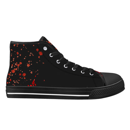 Creepy Halloween "HELP" Blood SplatterMens High Top Canvas Shoes