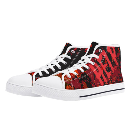 Creepy Halloween "HELP" Blood SplatterMens High Top Canvas Shoes