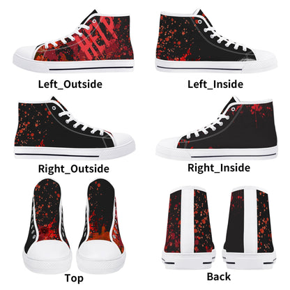 Creepy Halloween "HELP" Blood SplatterMens High Top Canvas Shoes