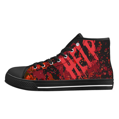 Creepy Halloween "HELP" Blood SplatterMens High Top Canvas Shoes