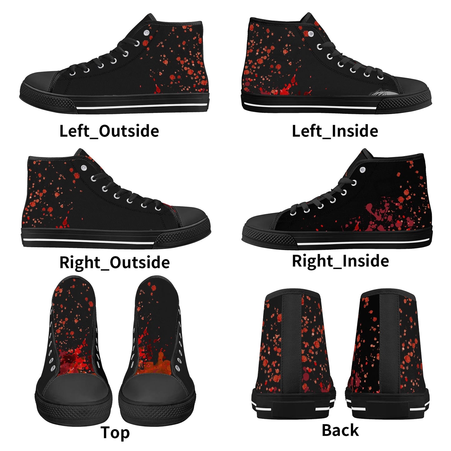 Halloween Blood Splatter - Mens High Top Canvas Shoes