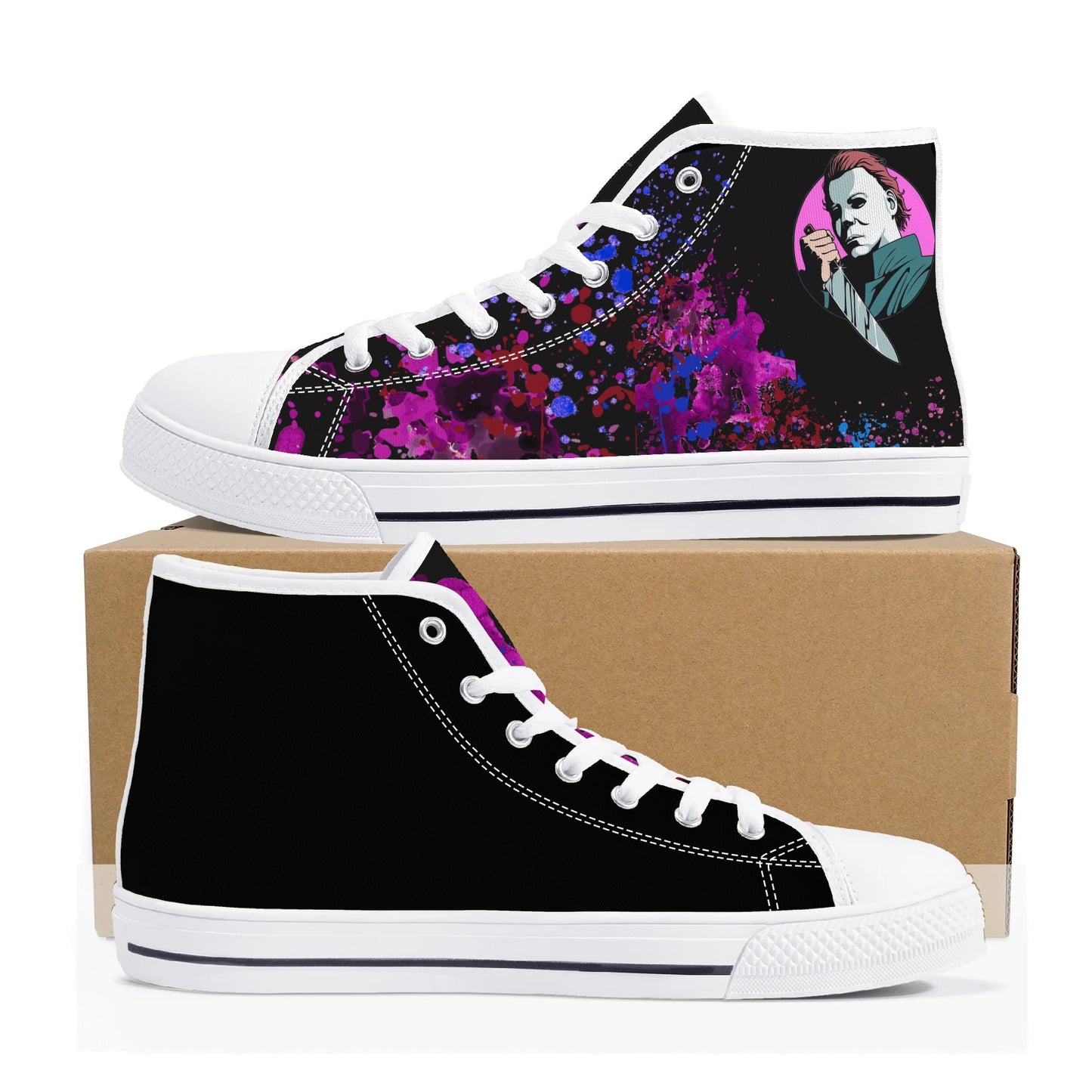 Halloween M.Myers Confetti - Mens High Top Canvas Shoes