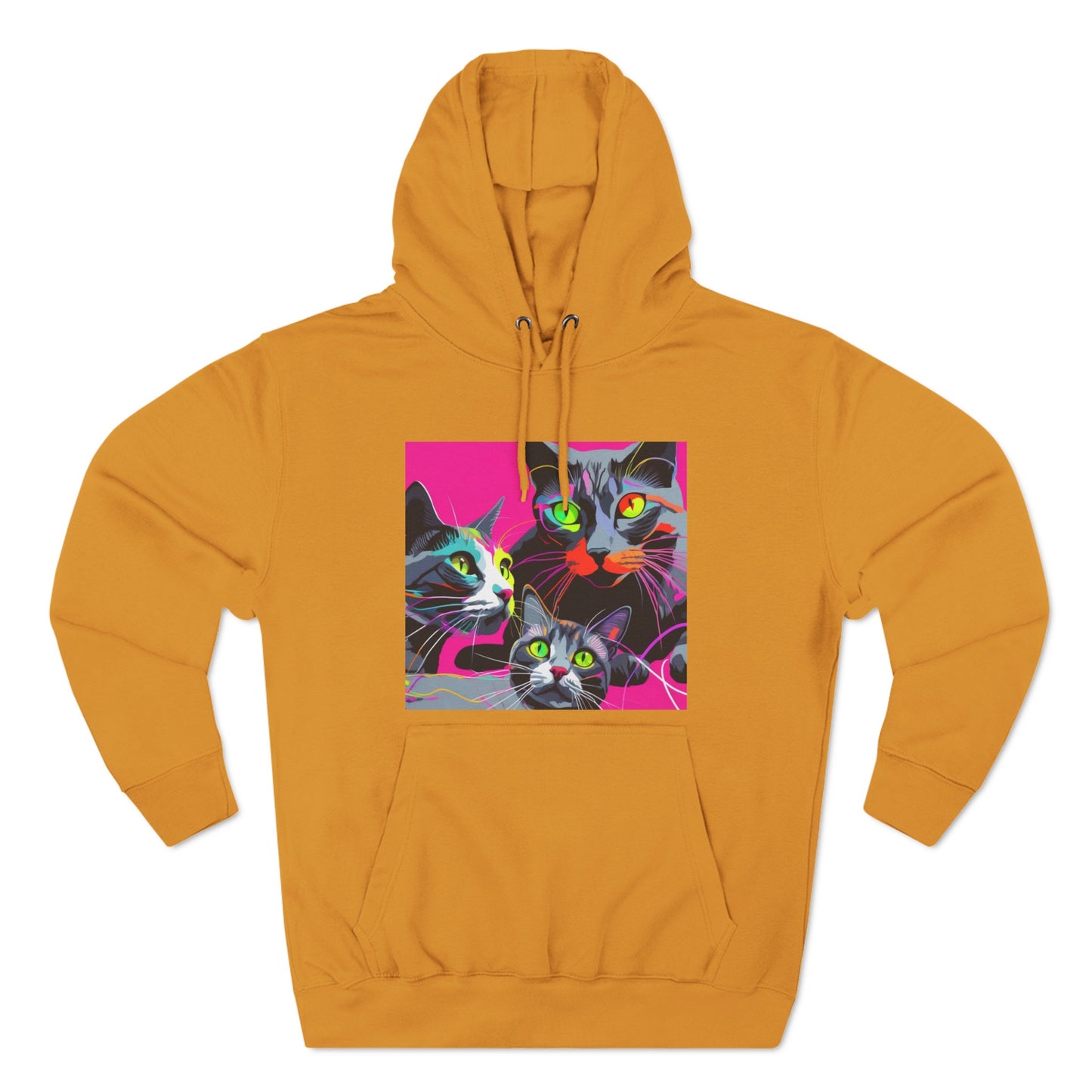 Three Kitties -Panel Fleece Hoodie