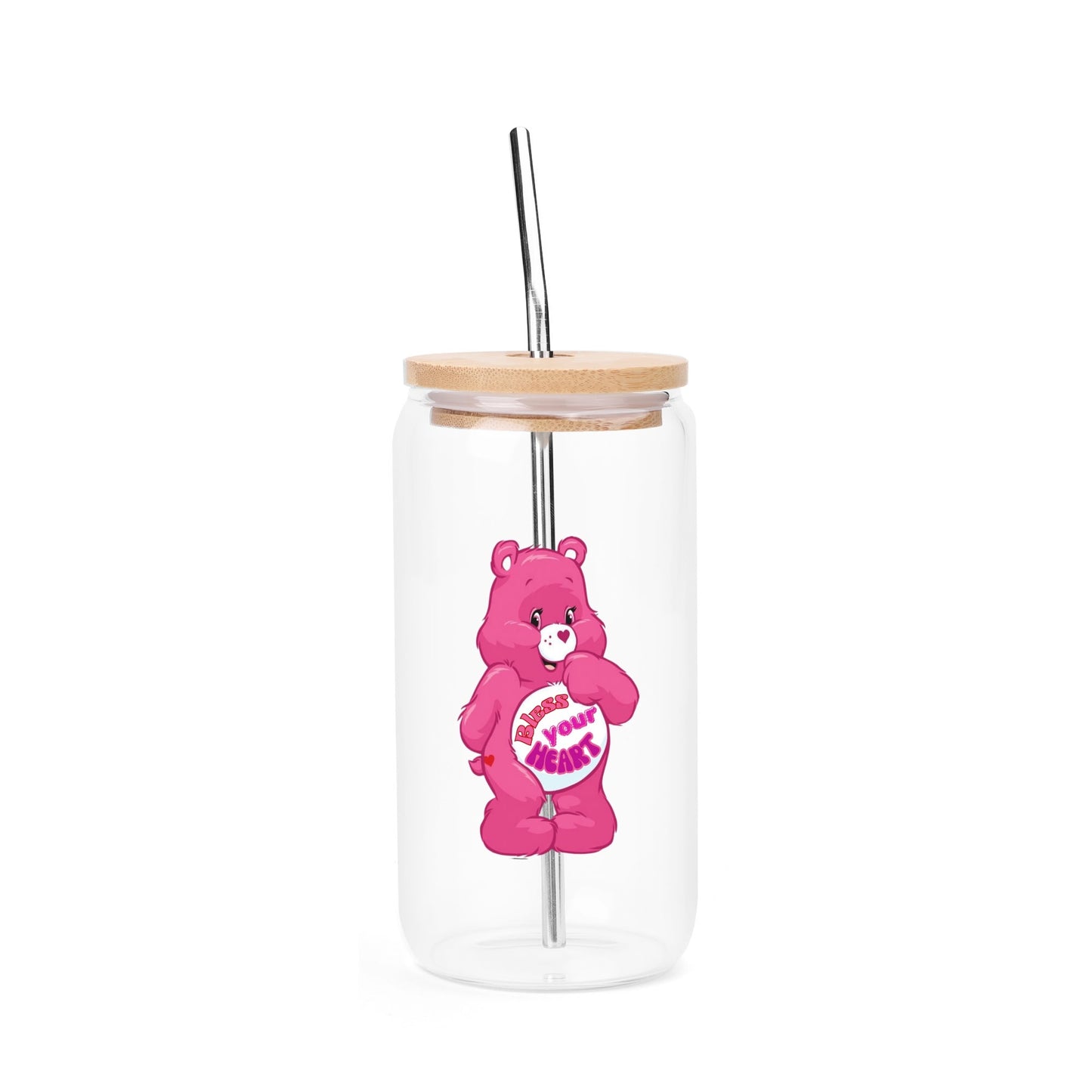 Transparent Bamboo Covered Cup 16oz Glass Cups Furniture with Straw