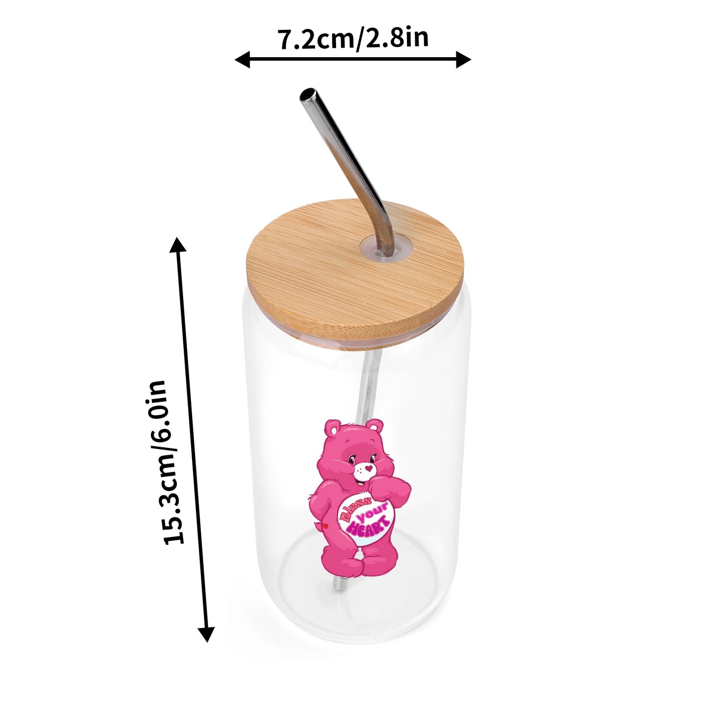 Transparent Bamboo Covered Cup 16oz Glass Cups Furniture with Straw