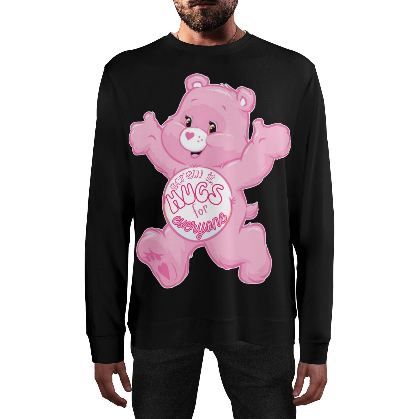 "Hugs for EVERYONE" CareLESS Adult Print Sweater Casual Loose Pullover Sweatshirt