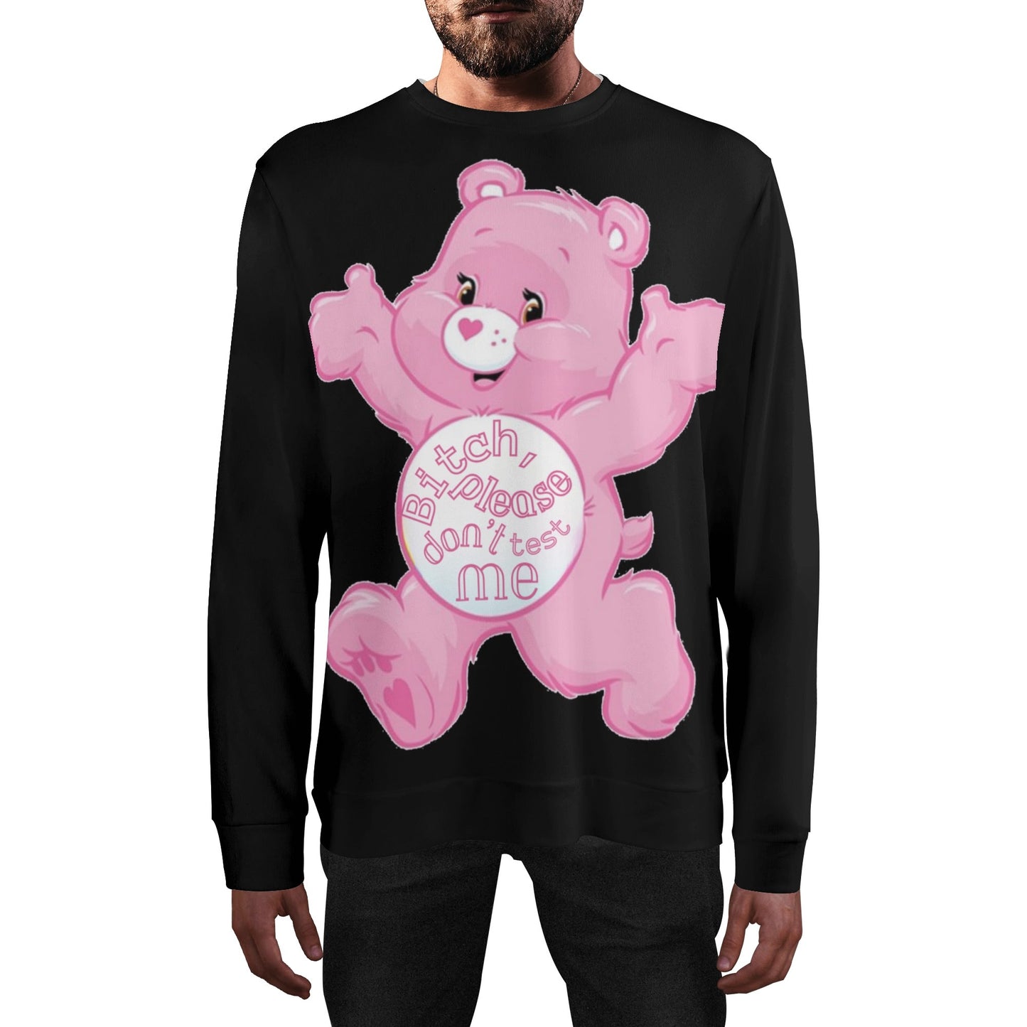 "BISH, please" CareLESS Bears - Unisex Adult Print Sweater Casual Loose Pullover Sweatshirt