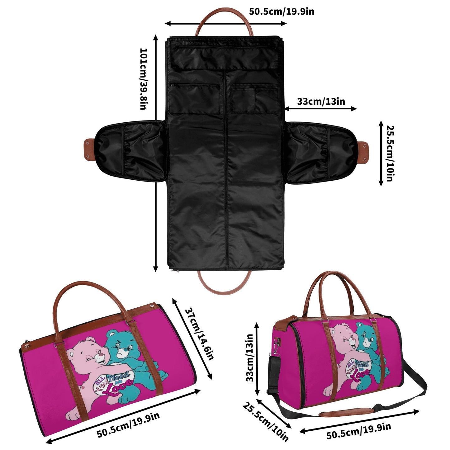 Personalized Leather Duffle Bag Foldable Travel Bag
