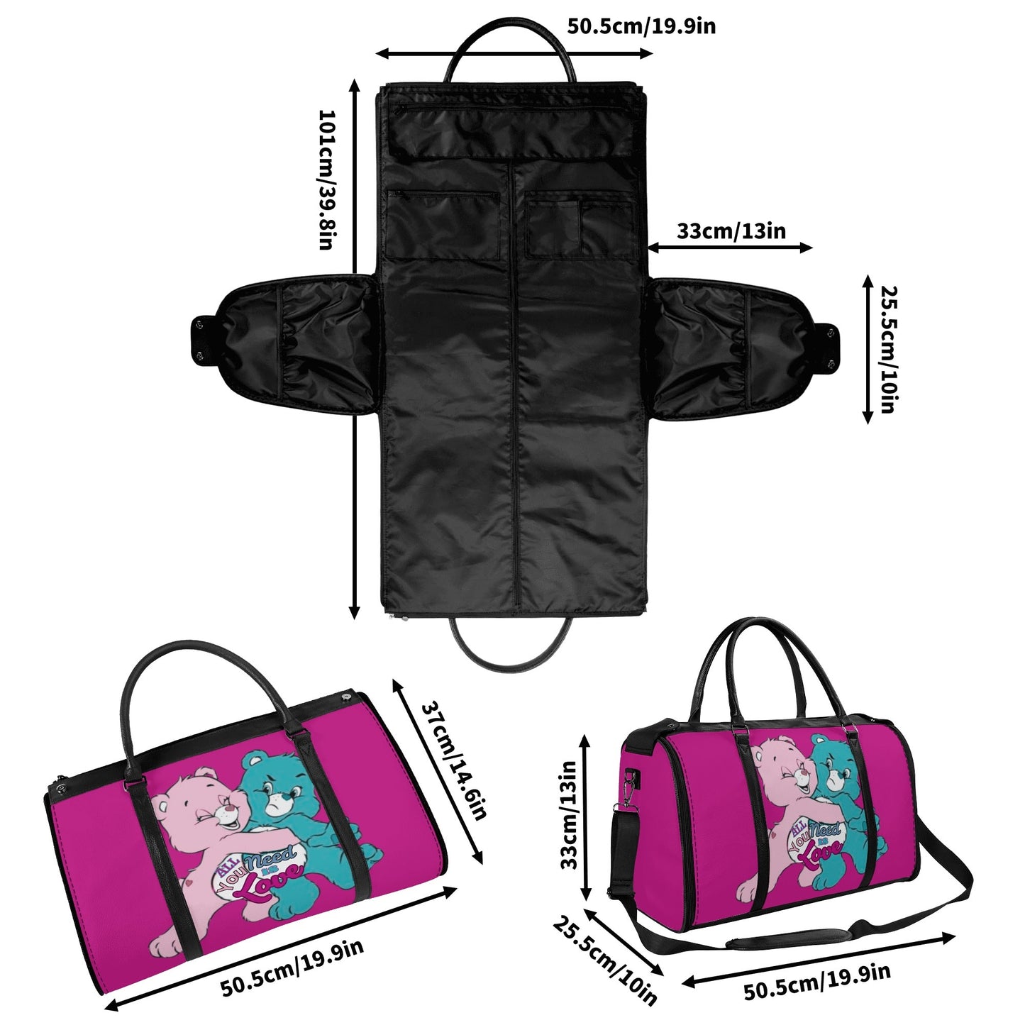 Personalized Leather Duffle Bag Foldable Travel Bag