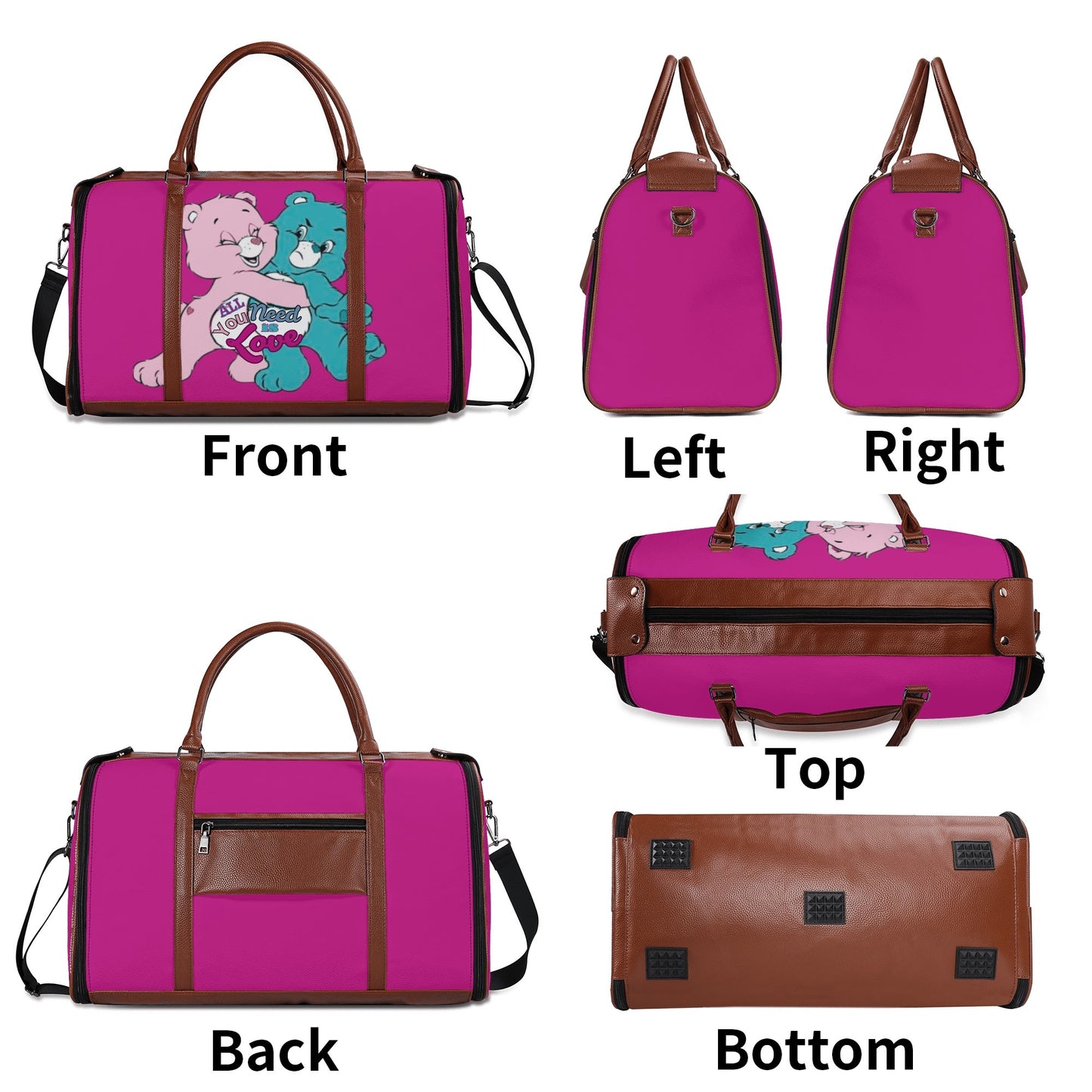 Personalized Leather Duffle Bag Foldable Travel Bag