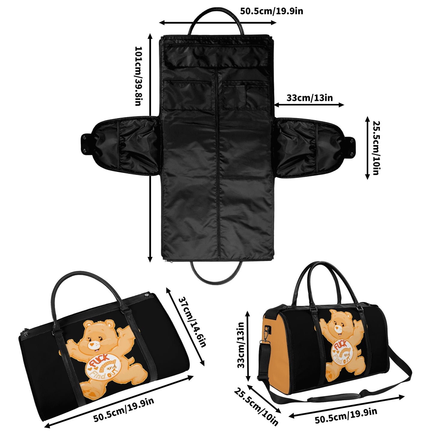 Personalized Leather Duffle Bag Foldable Travel Bag