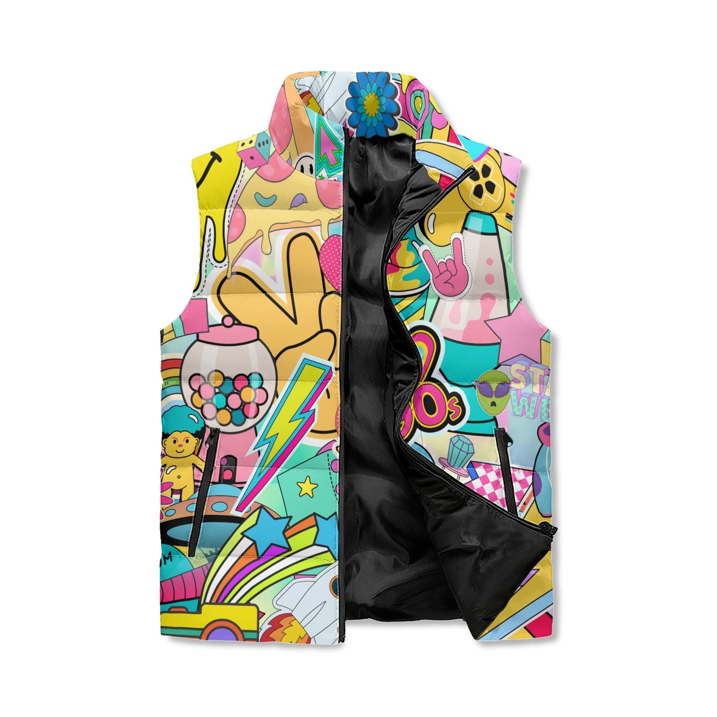 Unisex Lightweight All Over Printing Stand Collar Zip Up Puffer Vest