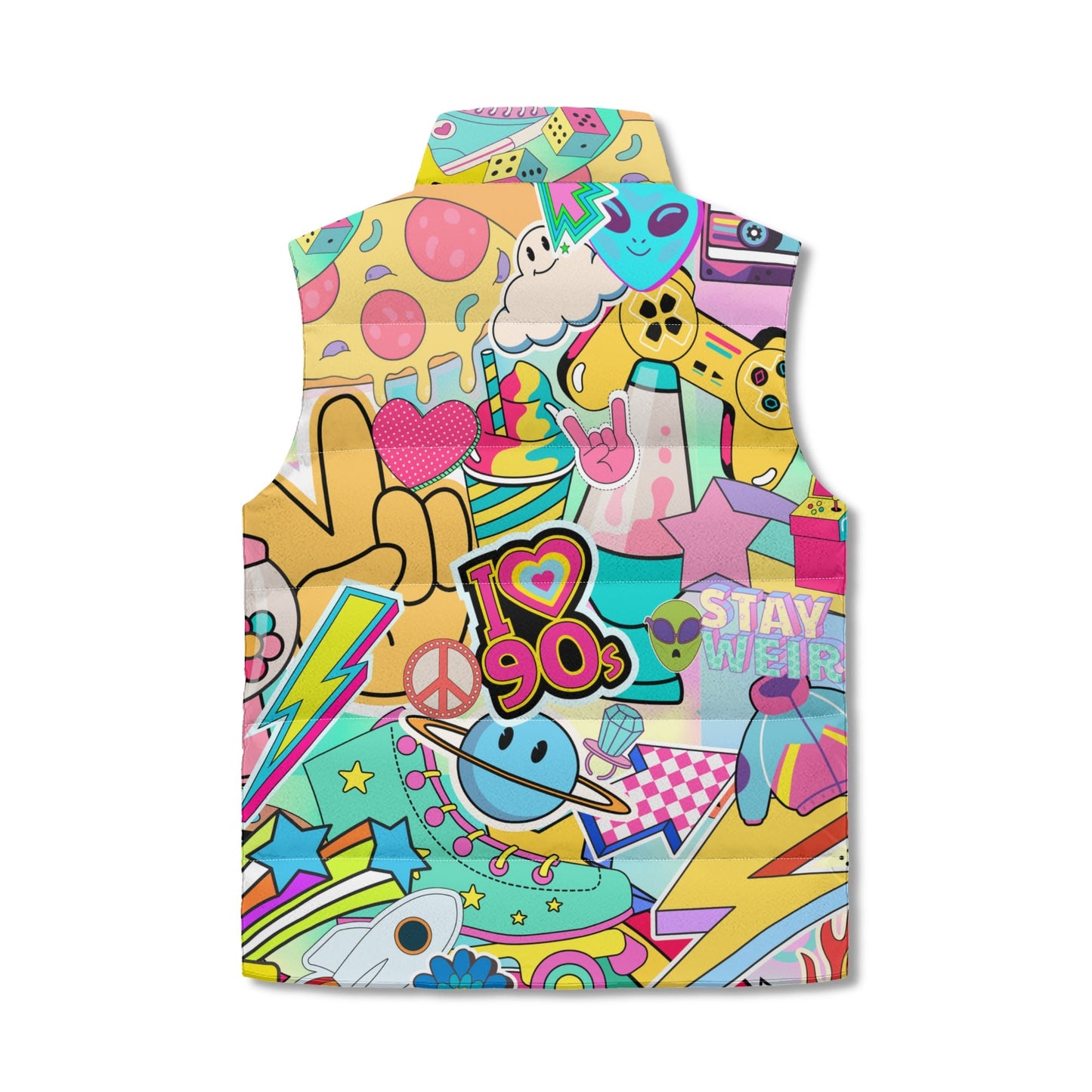Unisex Lightweight All Over Printing Stand Collar Zip Up Puffer Vest