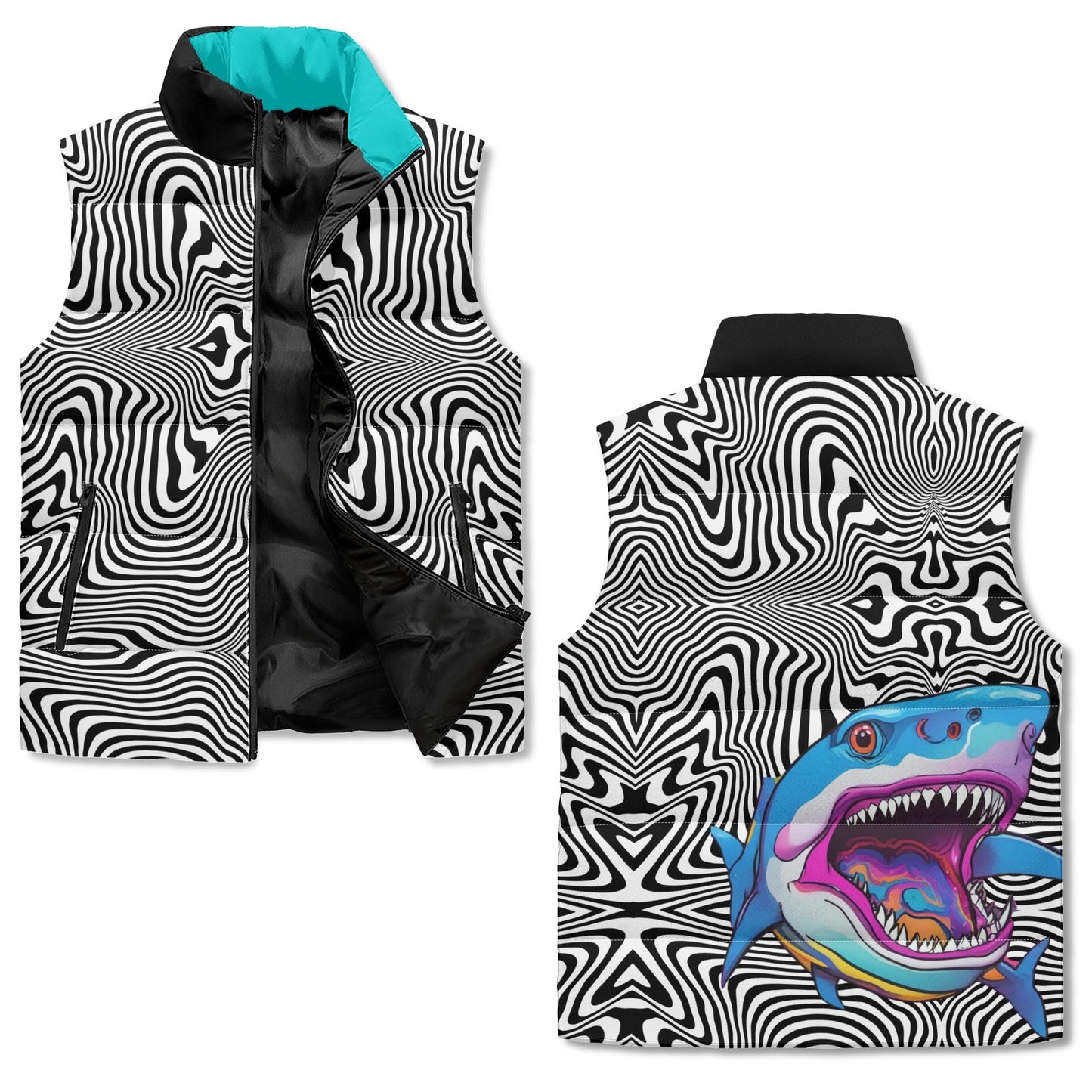 Unisex Lightweight All Over Printing Stand Collar Zip Up Puffer Vest
