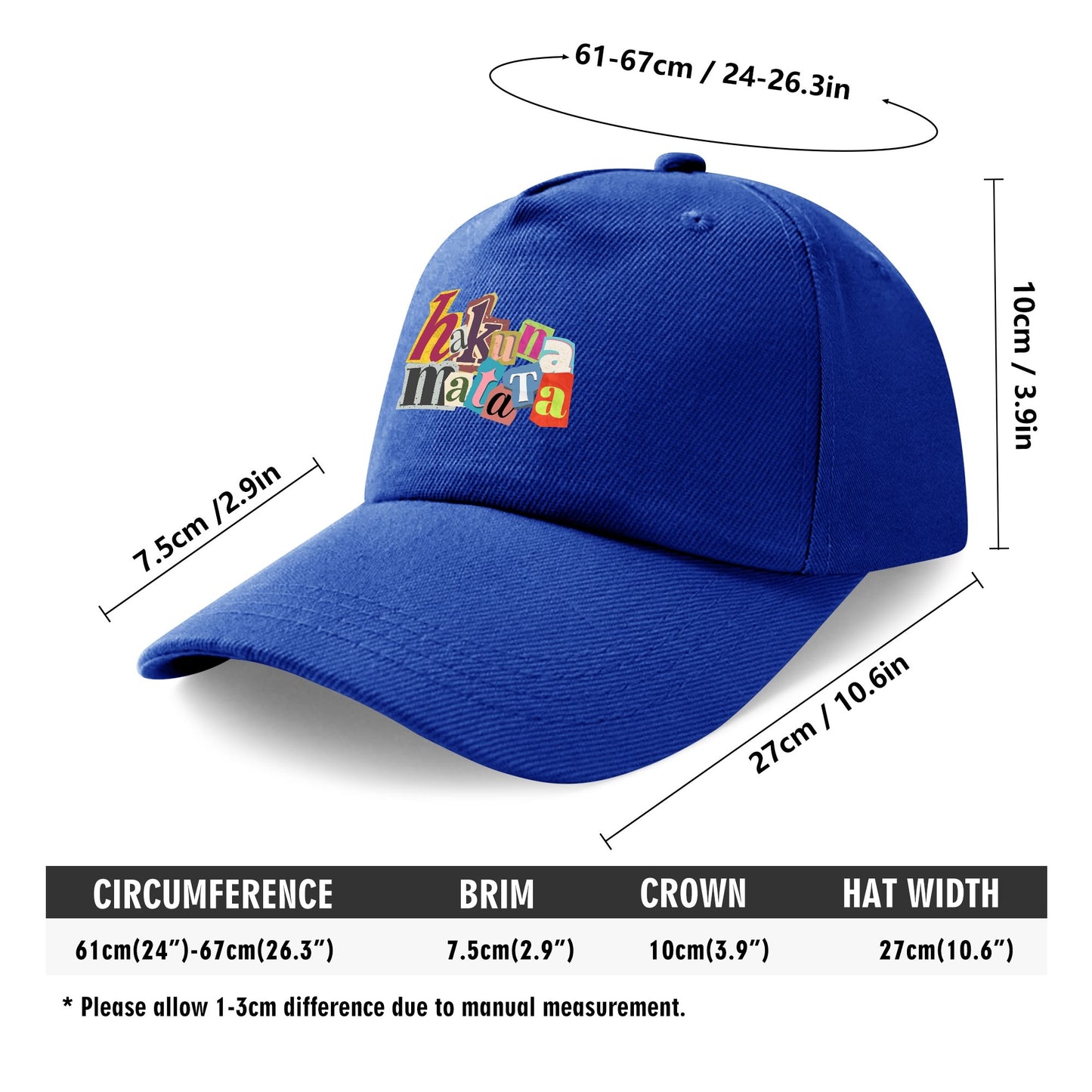 Hakuna Matata Custom Outdoor Baseball Cap Sun Hat with Front Printed