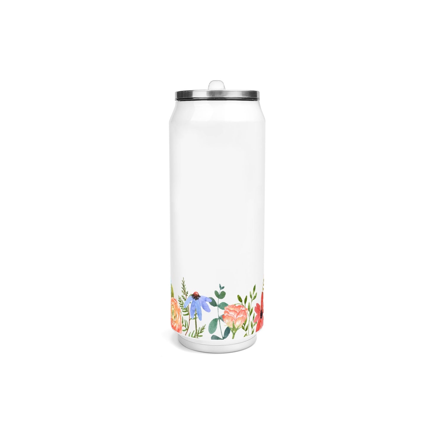 Funky Floral Trim - 500ml Stainless Steel Cola Can Shaped Coke Cups Travel Tumbler