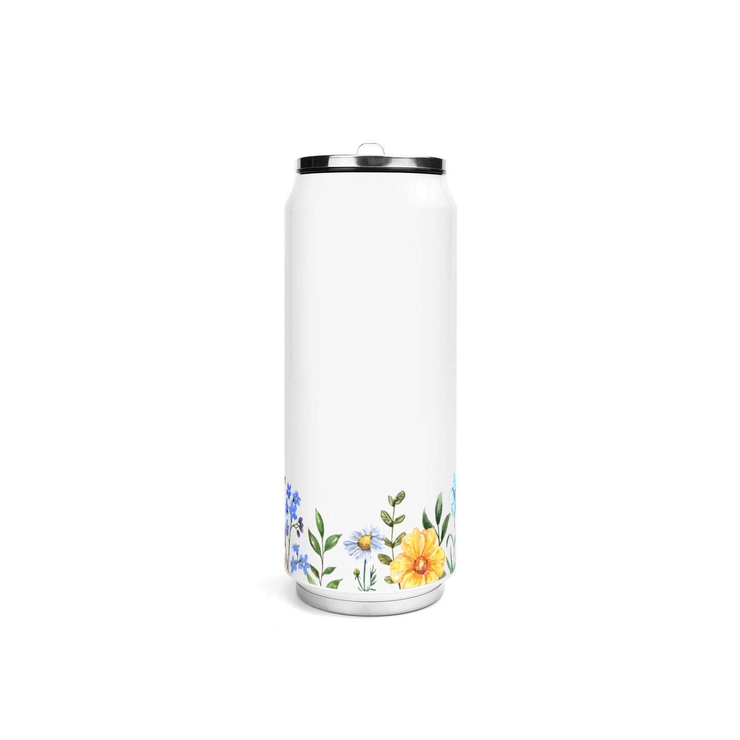 Funky Floral Trim - 500ml Stainless Steel Cola Can Shaped Coke Cups Travel Tumbler