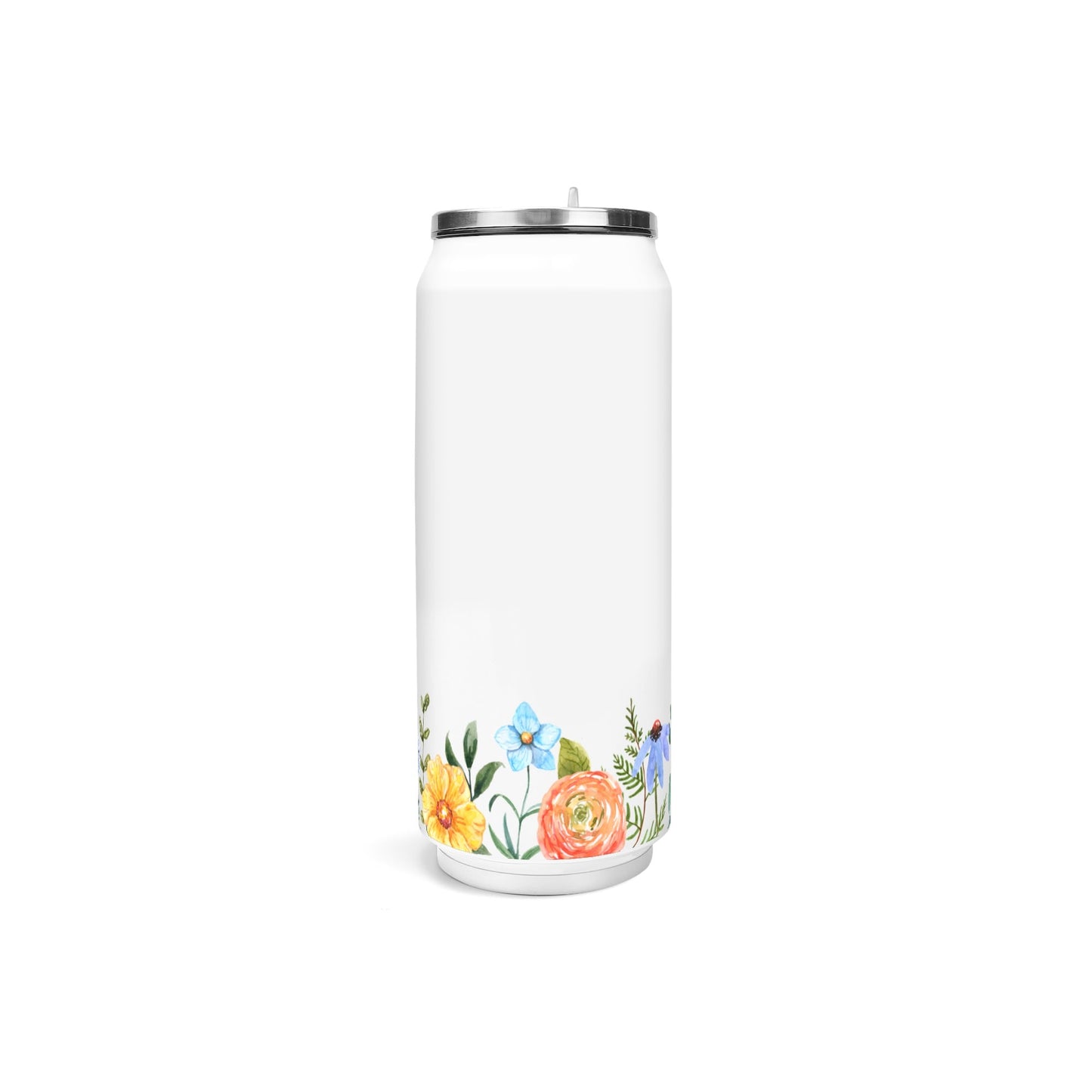 Funky Floral Trim - 500ml Stainless Steel Cola Can Shaped Coke Cups Travel Tumbler