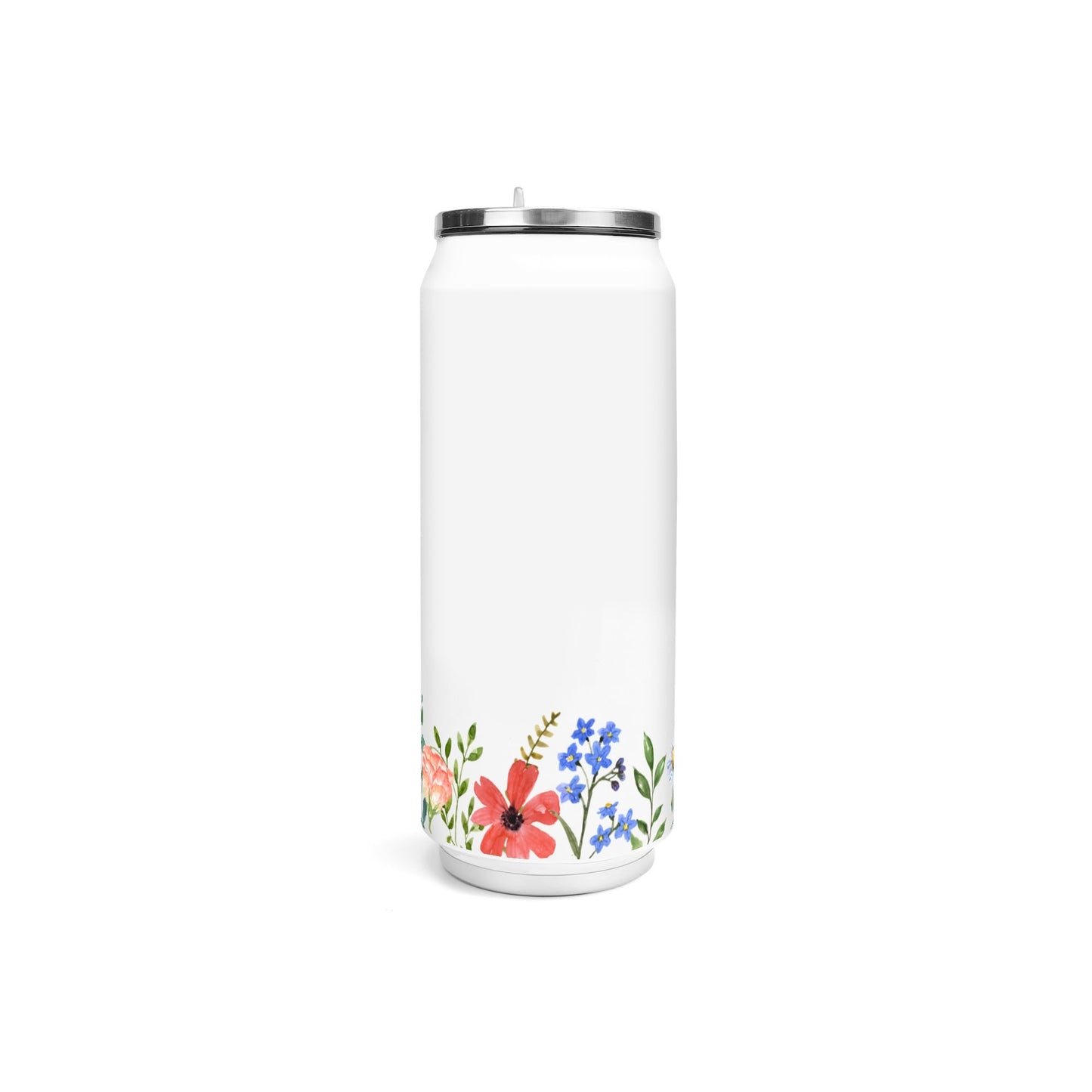 Funky Floral Trim - 500ml Stainless Steel Cola Can Shaped Coke Cups Travel Tumbler