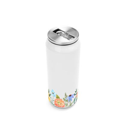 Funky Floral Trim - 500ml Stainless Steel Cola Can Shaped Coke Cups Travel Tumbler