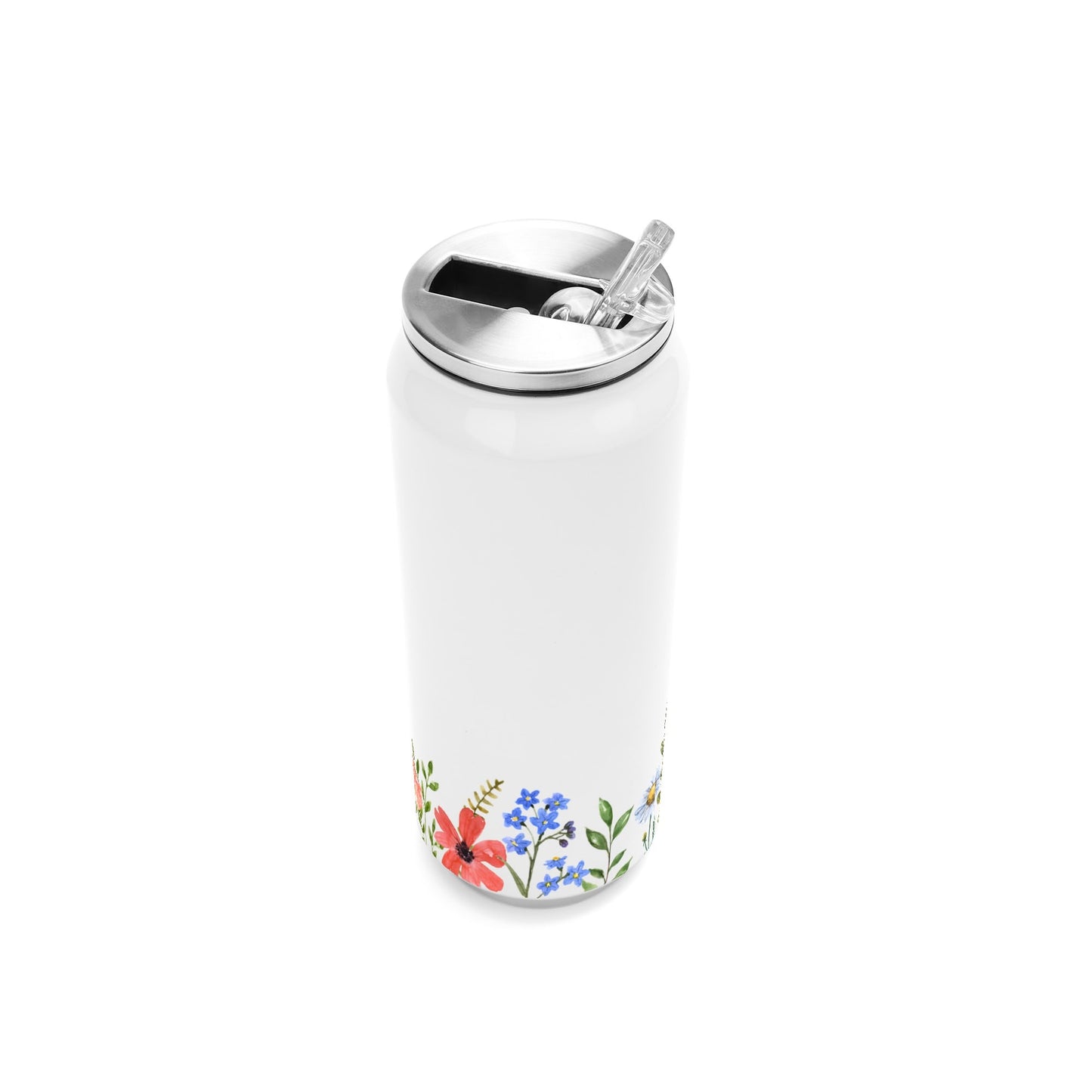 Funky Floral Trim - 500ml Stainless Steel Cola Can Shaped Coke Cups Travel Tumbler
