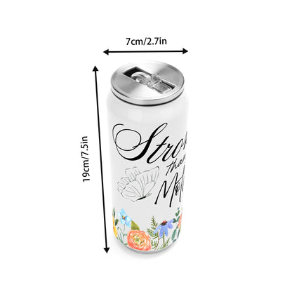 Stronger Than a Mother Floral - 500ml Stainless Steel Cola Can Shaped Coke Cups Travel Tumbler