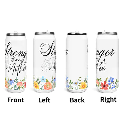 Stronger Than a Mother Floral - 500ml Stainless Steel Cola Can Shaped Coke Cups Travel Tumbler