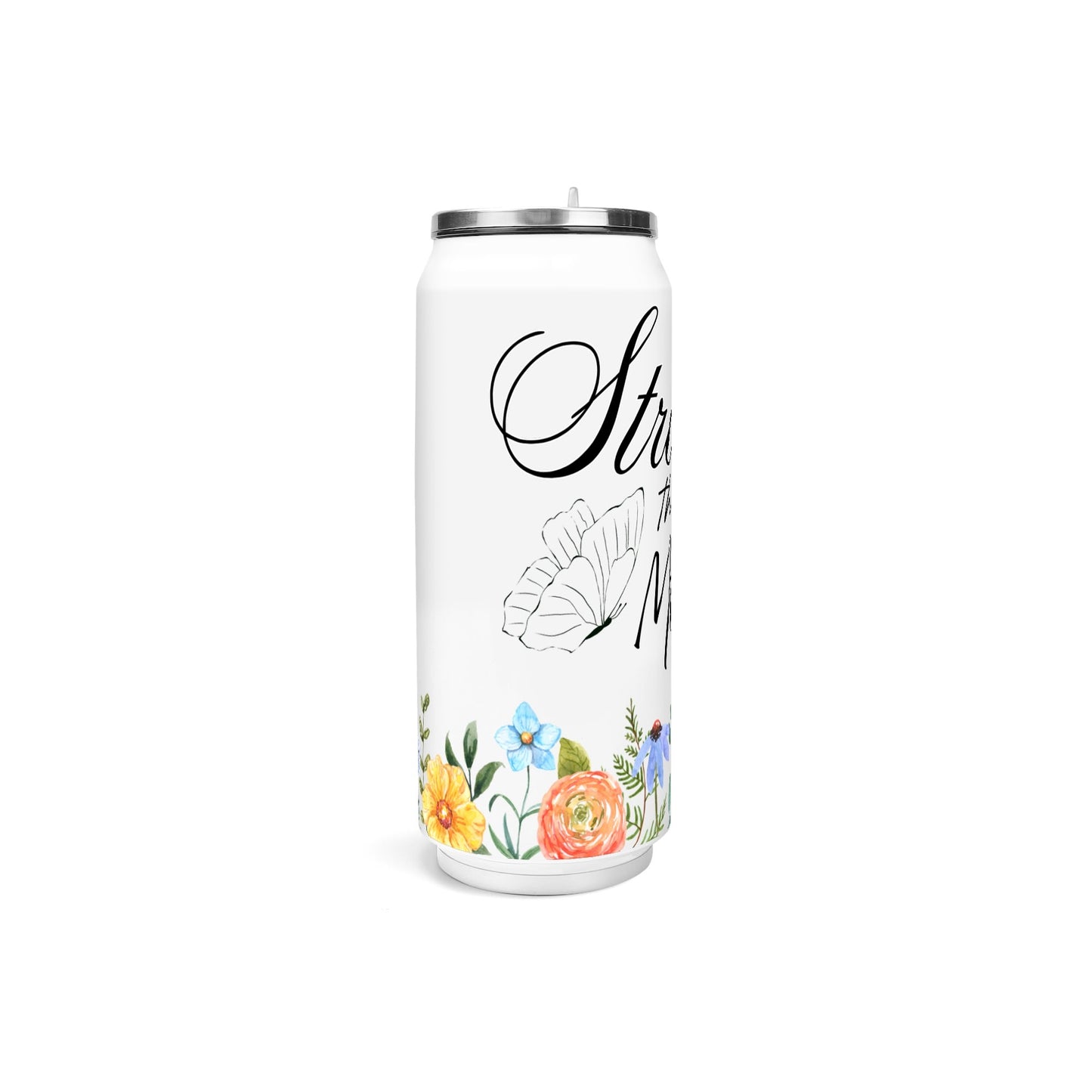 Stronger Than a Mother Floral - 500ml Stainless Steel Cola Can Shaped Coke Cups Travel Tumbler