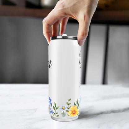 Stronger Than a Mother Floral - 500ml Stainless Steel Cola Can Shaped Coke Cups Travel Tumbler