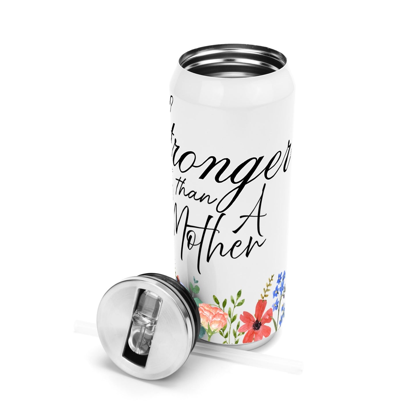 Stronger Than a Mother Floral - 500ml Stainless Steel Cola Can Shaped Coke Cups Travel Tumbler