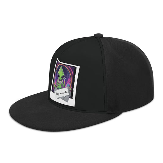 "Stay Weird, Fam"  in Black, Casual Flat Billed Hats