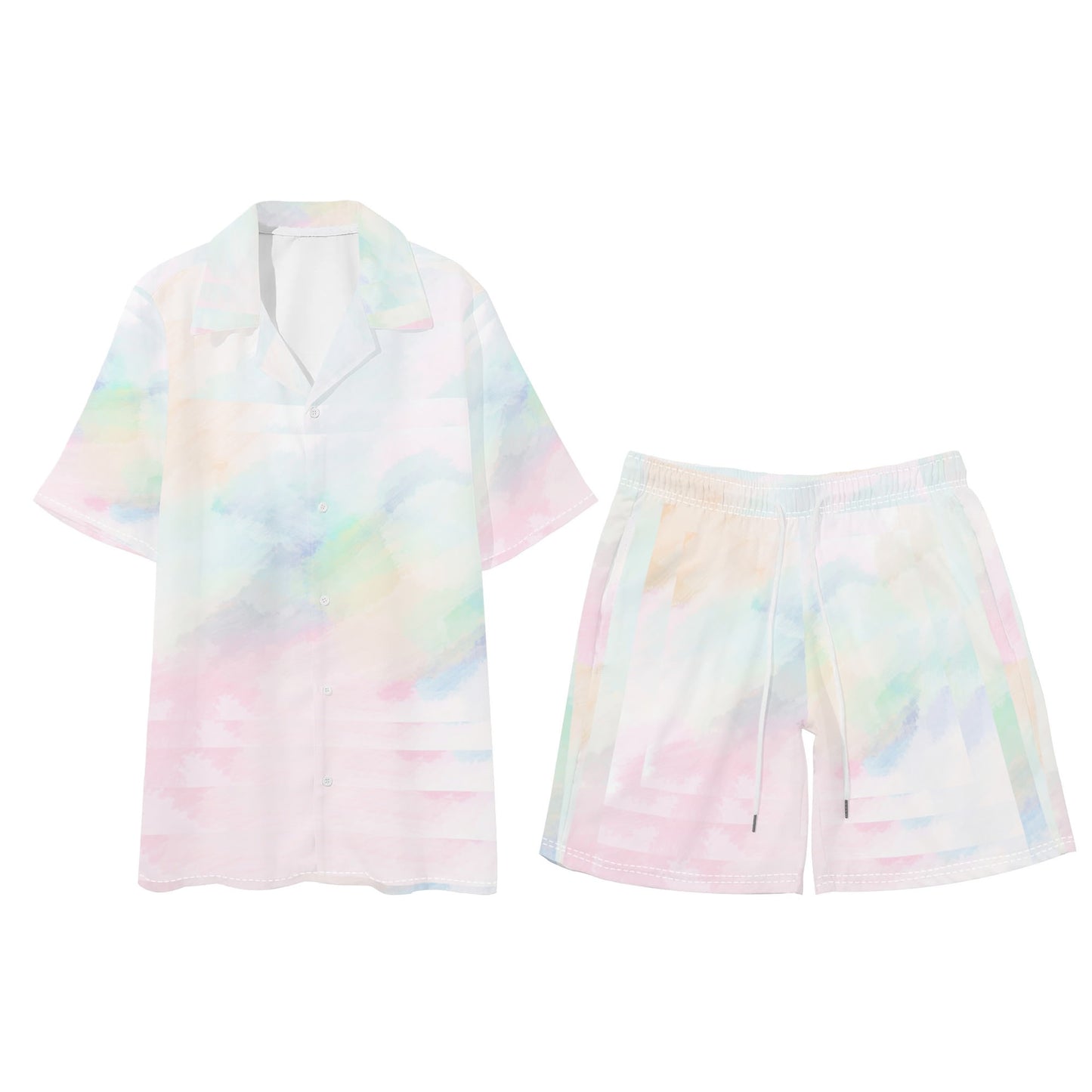 "Pastel in Another Dimension" Mens Regular Fit Hawaiian Short Sleeve Shirt and Shorts Set