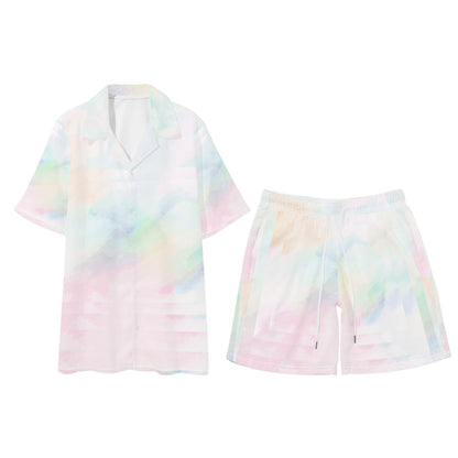 "Pastel in Another Dimension" Mens Regular Fit Hawaiian Short Sleeve Shirt and Shorts Set
