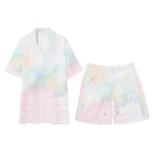 "Pastel in Another Dimension" Mens Regular Fit Hawaiian Short Sleeve Shirt and Shorts Set