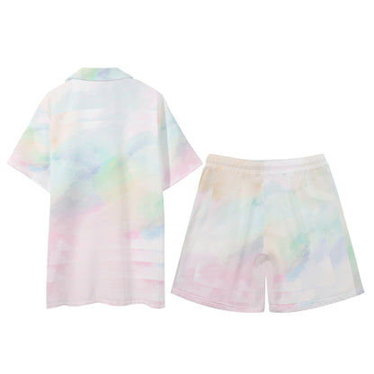 "Pastel in Another Dimension" Mens Regular Fit Hawaiian Short Sleeve Shirt and Shorts Set