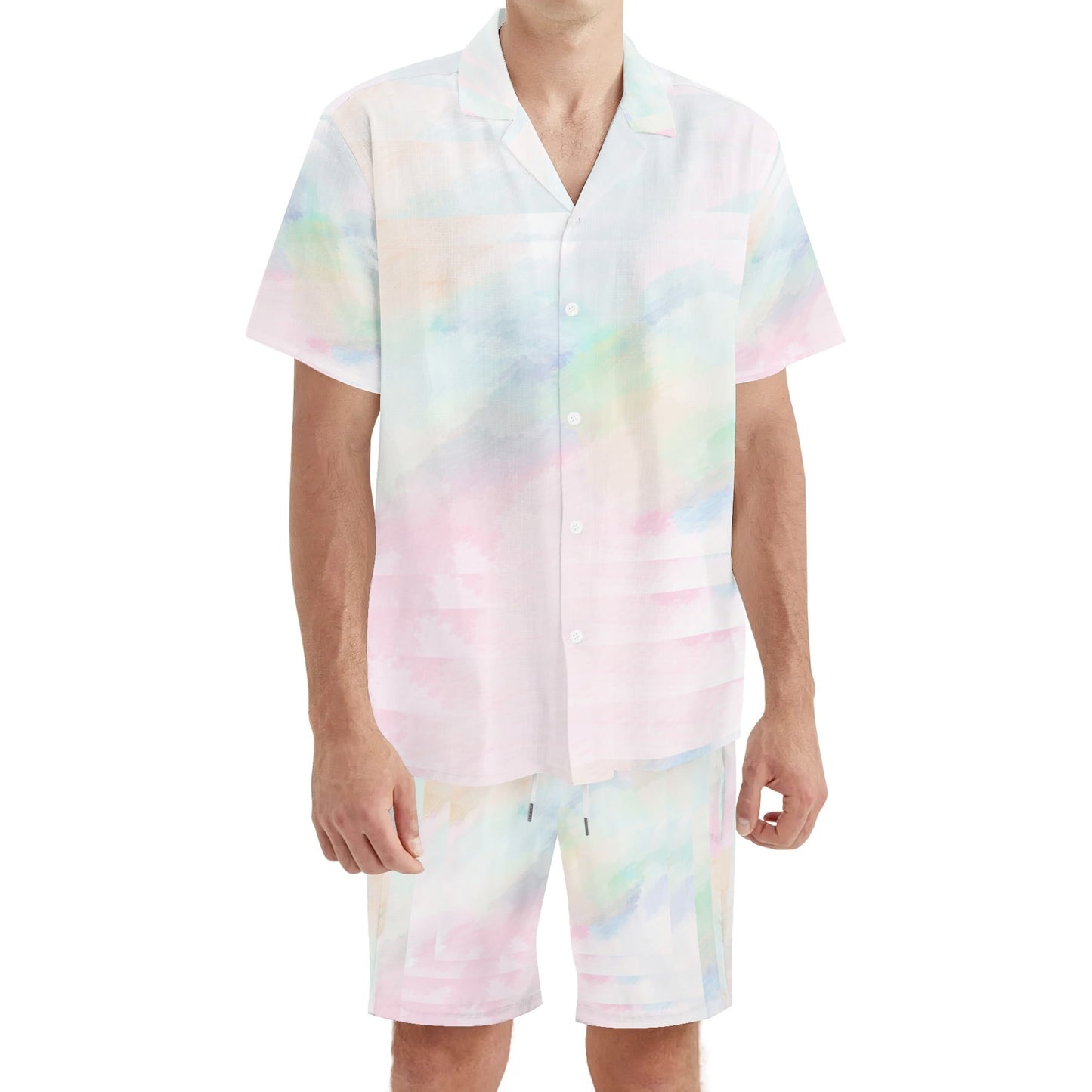 "Pastel in Another Dimension" Mens Regular Fit Hawaiian Short Sleeve Shirt and Shorts Set