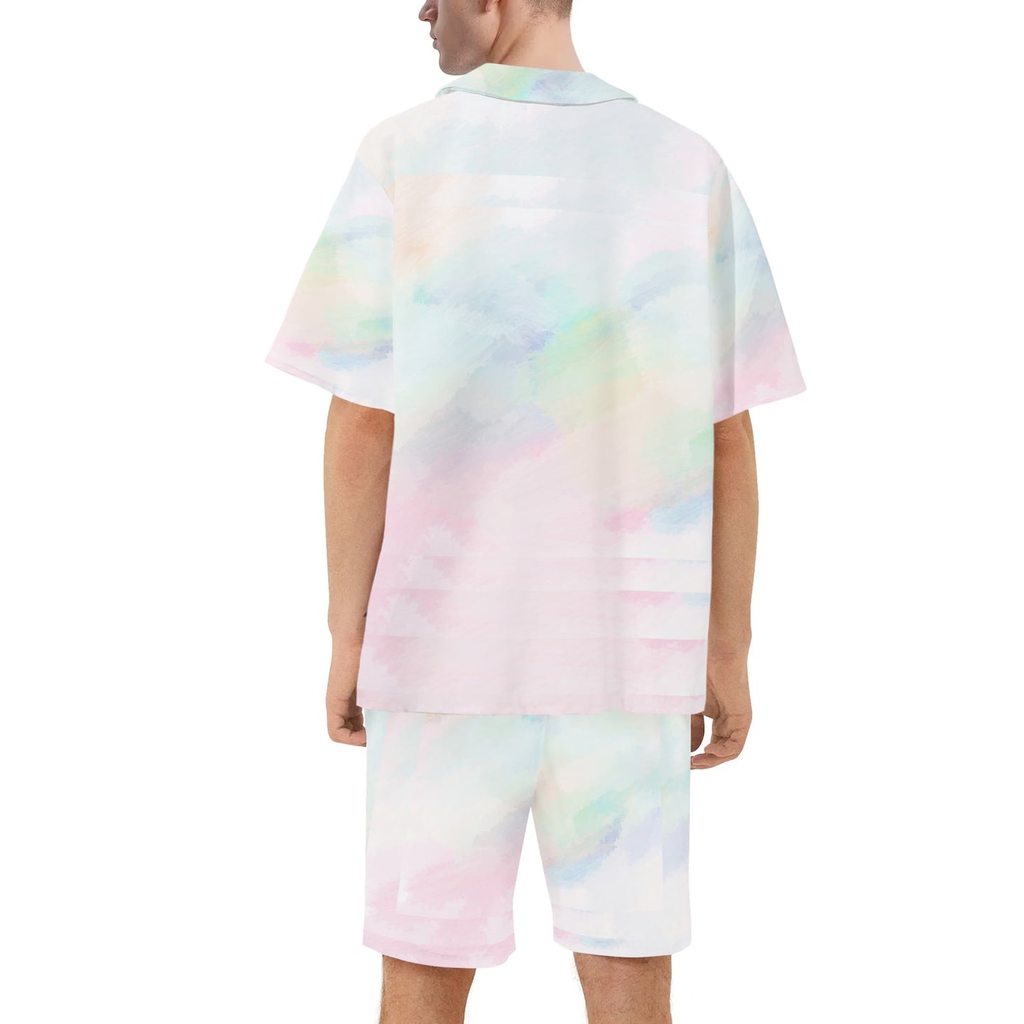 "Pastel in Another Dimension" Mens Regular Fit Hawaiian Short Sleeve Shirt and Shorts Set