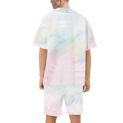 "Pastel in Another Dimension" Mens Regular Fit Hawaiian Short Sleeve Shirt and Shorts Set