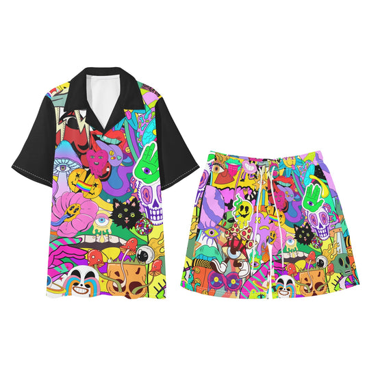 '"Colors are Dope" Mens Regular Fit Hawaiian Short Sleeve Shirt and Shorts Set