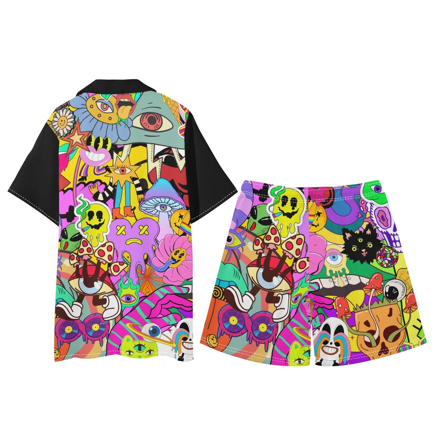 '"Colors are Dope" Mens Regular Fit Hawaiian Short Sleeve Shirt and Shorts Set