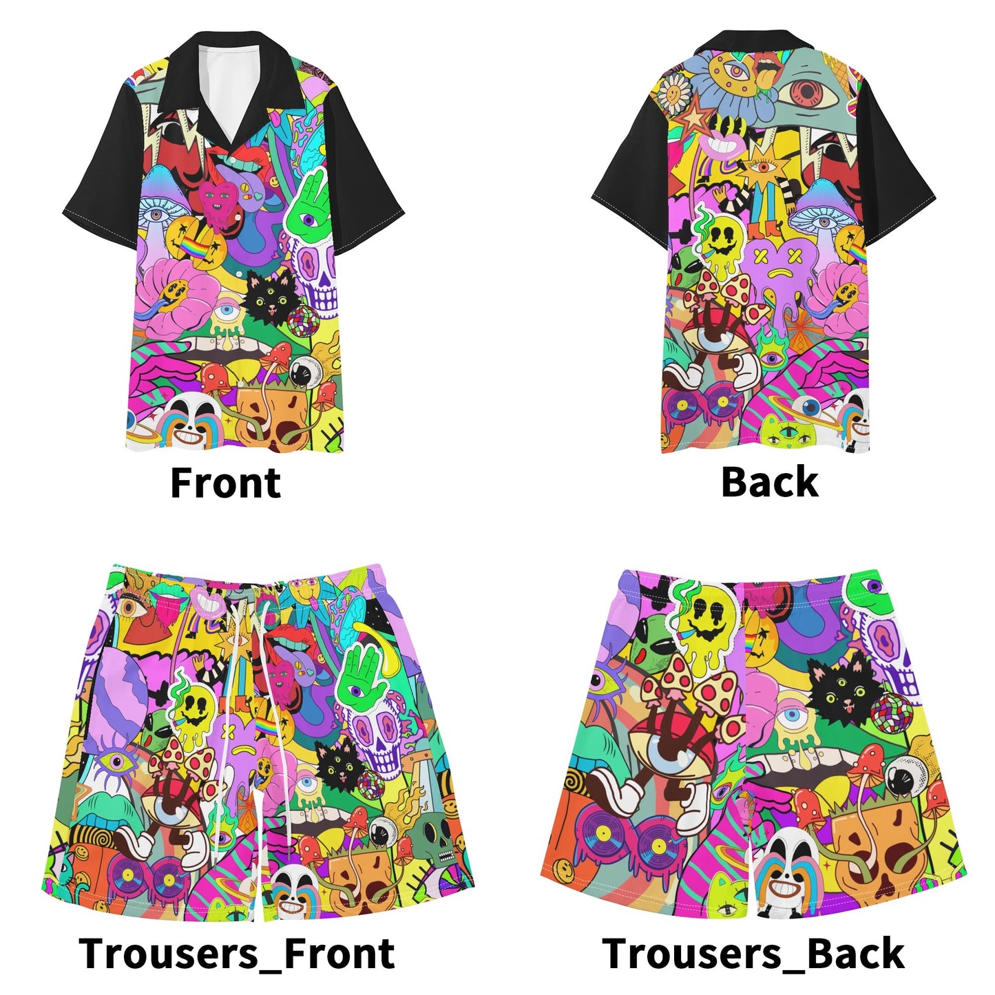 '"Colors are Dope" Mens Regular Fit Hawaiian Short Sleeve Shirt and Shorts Set