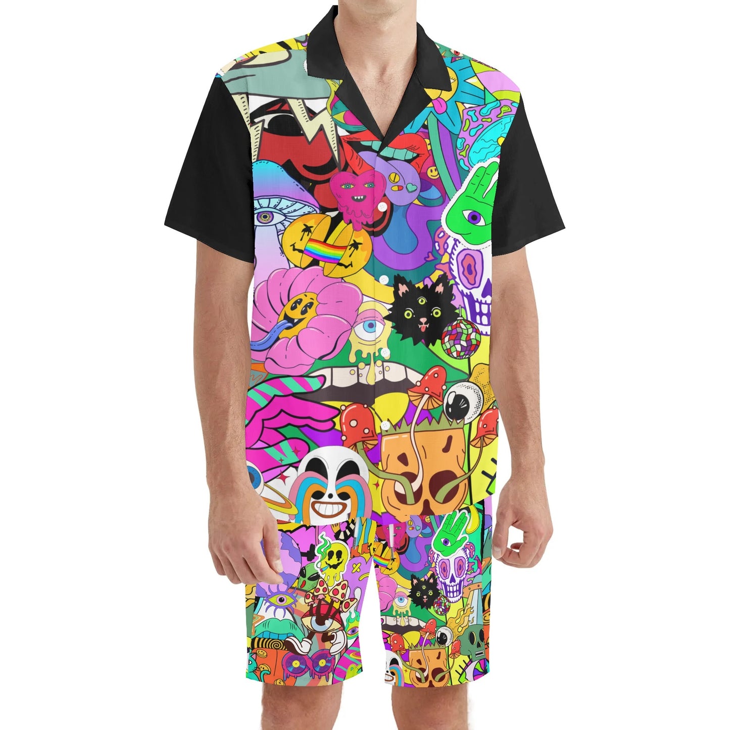 '"Colors are Dope" Mens Regular Fit Hawaiian Short Sleeve Shirt and Shorts Set