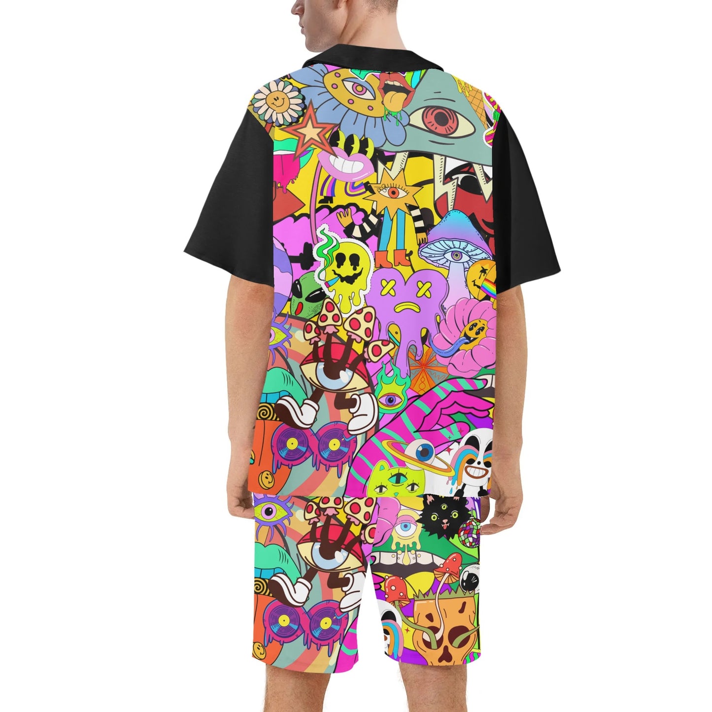 '"Colors are Dope" Mens Regular Fit Hawaiian Short Sleeve Shirt and Shorts Set