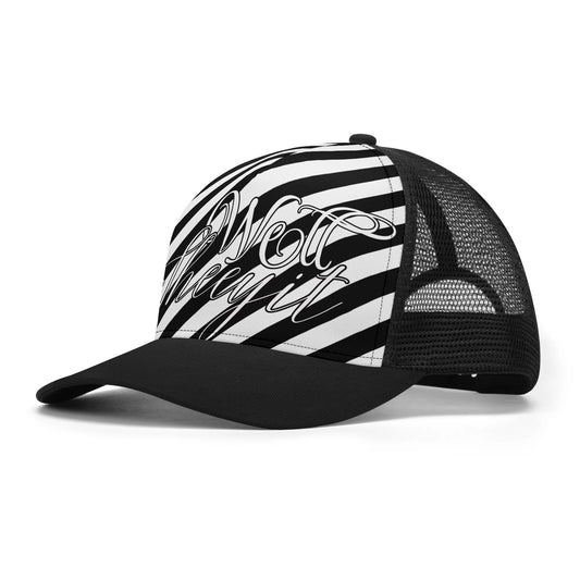 "Well, Sheeyit - scripted, striped and undetected" Mesh Trucker Hats
