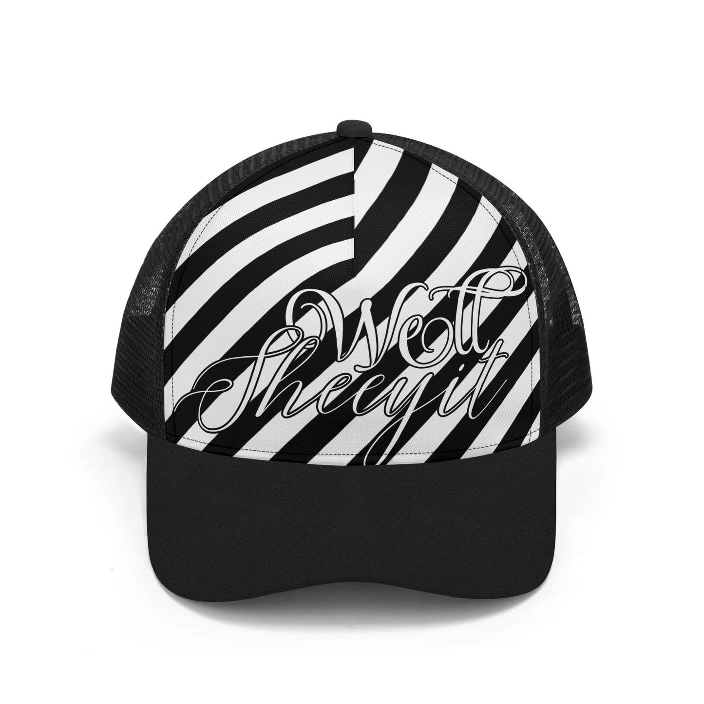 "Well, Sheeyit - scripted, striped and undetected" Mesh Trucker Hats