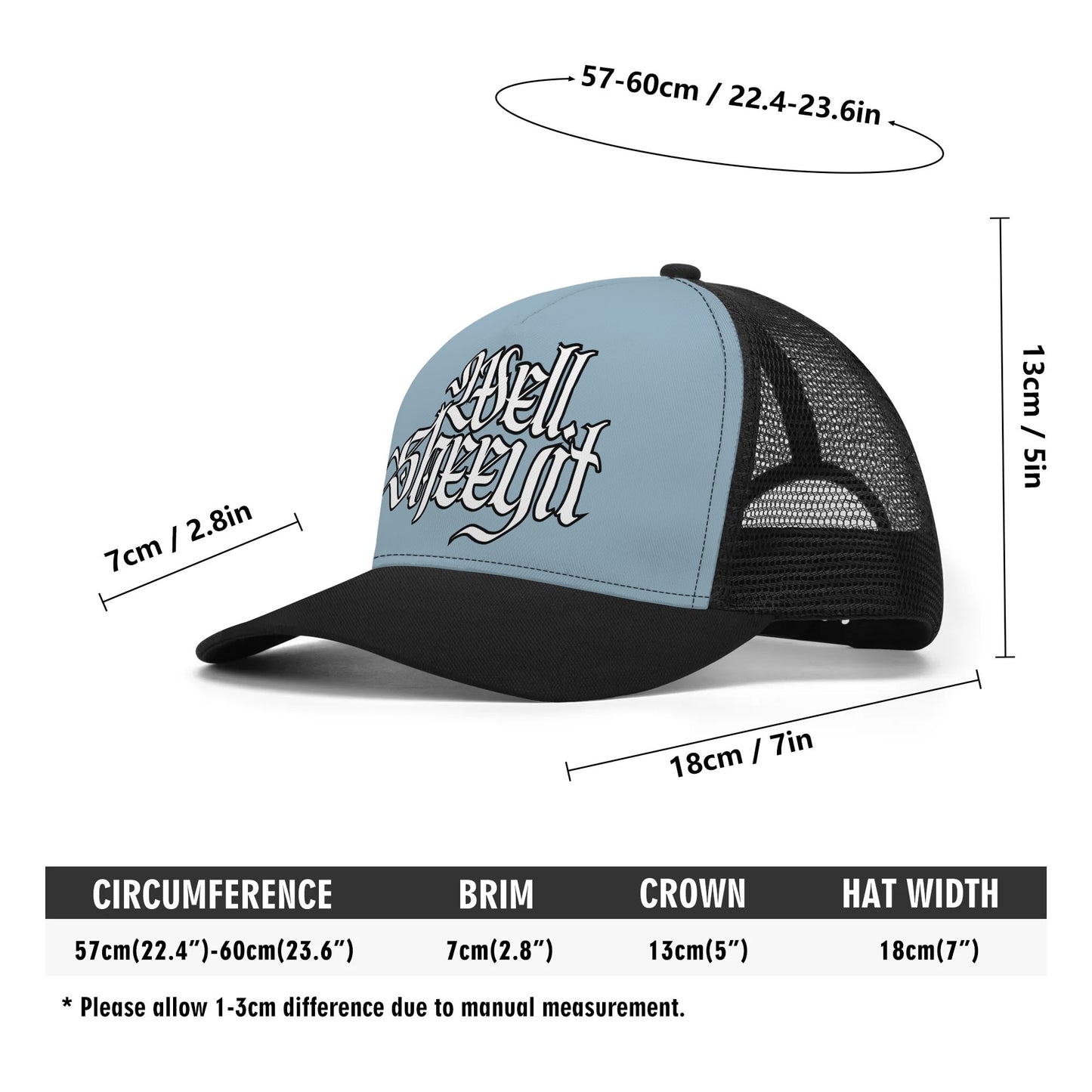 "Well, Sheeyit..its stormy blue!"Mesh Trucker Hats