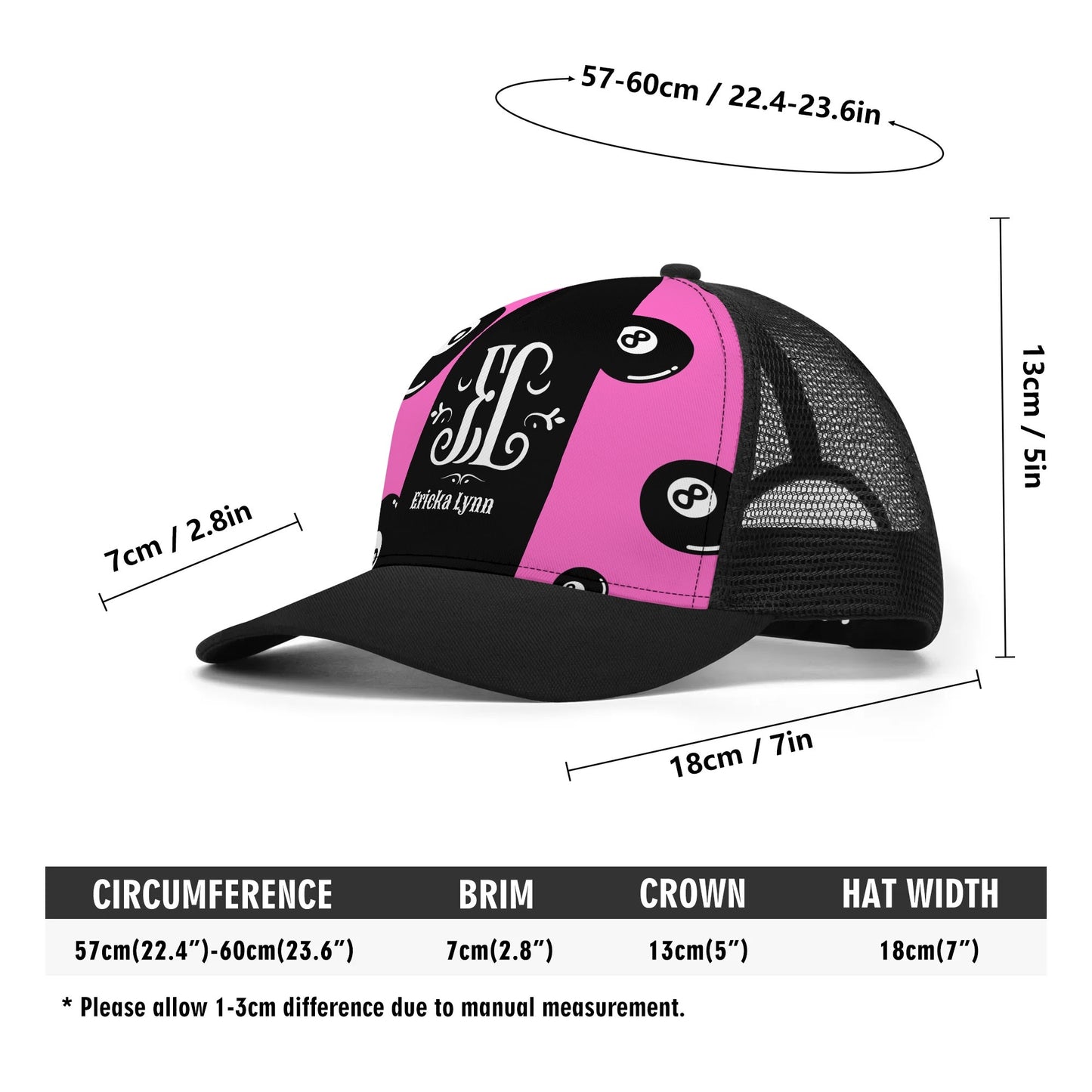 ERICKA LYNN "8 BALL" Front Printing Mesh Trucker Hats